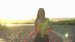girl with Hoop in nature Stock Footage