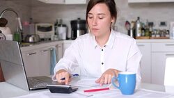 Sad young woman who can not pay her debts Stock Footage