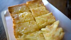 Eating Toast with butter and Condensed milk. Stock Footage