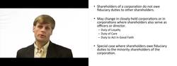 Fiduciary Duties of Corporate Shareholders - Explained Instructional Video