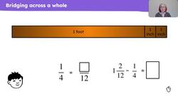 Explain with and without images how to add and subtract related non-unit fractions bridging a whole Instructional Video