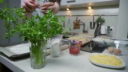 Young woman preparing pizza Stock Footage
