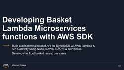 AWS Serverless Microservices with Patterns and Best Practices - Introduction to the Section - Developing Basket Lambda Microservices Functions with AWS SDK Instructional Video