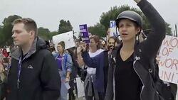 ANTI–Brett Kavanaugh – Demonstrators march on day of Kavanaugh/Ford hearing Stock Footage