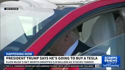 Trump touts Tesla in front of the White House as automaker's stock struggles News Clip