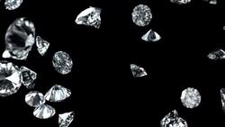Diamonds Falling on Black with Luma Matte Stock Footage