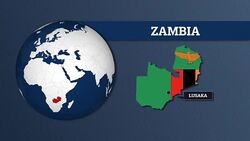 Earth Sphere Map and Zambia Country Map with National Flag Stock Footage