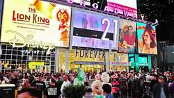 Disney. Forever 21. Time Square Stock Footage