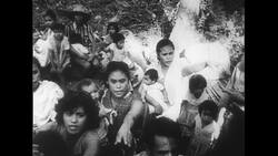Philippines, c.1951: Refugees from Camiguin, Philippines are rescued Stock Footage