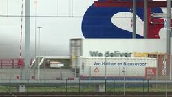 CLEAN : Trucks head from the Netherlands to Britain by ferry on first working day after Brexit News Clip