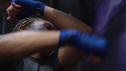 Slow motion shots of Natasha Jonas training on a speed bag News Clip