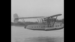 First Lady Lou Hoover christens new Pan American flying boat airliner "American Clipper" before it flies over Washington, DC News Clip
