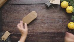 Swedish woman wrapping Christmas presents Stock Footage