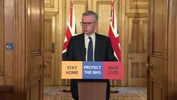 Michael Gove MP taking questions during coronavirus press briefing News Clip