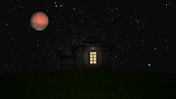 House with planet Mars above Stock Footage