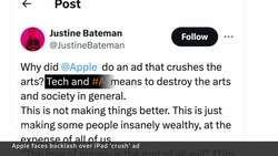 iPad ad criticized as metaphor for AI crushing creativity News Clip