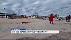 Swimming ban extended to 3rd day at NYC beaches due to rip currents from Hurricane Erin News Clip