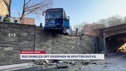 BxM1 bus dangles off overpass in Spuyten Duyvil News Clip