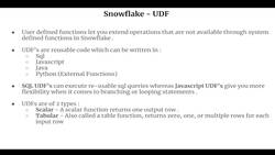 Snowflake - Build and Architect Data Pipelines Using AWS - Introduction to User-Defined Functions and UDF Types Instructional Video