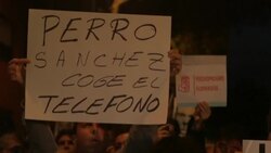 CLEAN : Protest against visit of Pedro Sanchez takes place near Barcelona News Clip