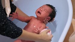Baby getting a Bath Stock Footage