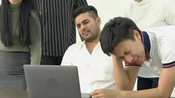 Business people meeting team feeling stress and disappointed together. Businessman and businesswoman sharing ideas together, middle east or transcontinental region centered on western asia. Stock Footage