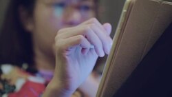 Young asian woman professional designer in creative office using graphic tablet Stock Footage