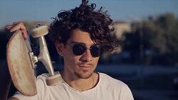young man skateboarder.portrait Stock Footage