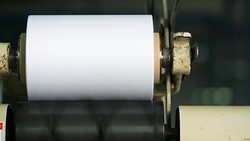 White yarn spools of industrial warping machine in textile factory Stock Footage