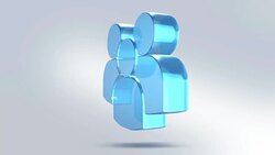 People icon is made of glass. Translucent rotating people icon with alpha channel blue green color. Isolated on white background Stock Footage