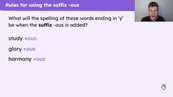 Using and applying all the rules for the suffix -ous Instructional Video
