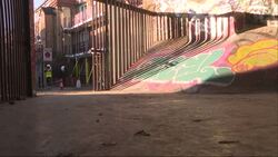 Middle-aged woman skateboarding News Clip