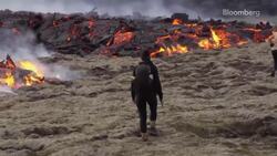 Lava Flows Following Volcanic Eruption in Iceland News Clip