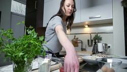 Young woman preparing pizza Stock Footage