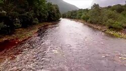Aerial view of Churun, The Angel Falls river in the Canaima National Park. Venezuela Stock Footage