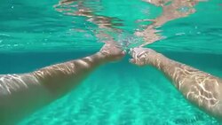 POV: Diving alone in the breathtaking turquoise ocean on a sunny day in summer. Stock Footage