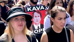 Protesters Demonstrate Against President Trump's Supreme Court Nominee Brett Kavanaugh At The Supreme Court Stock Footage