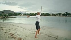 Businesswoman enjoying the beach Stock Footage