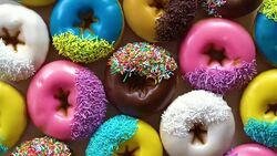 4K Colorful Donuts Turntable Loop - Top Down Stock Footage