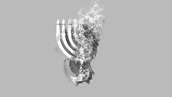 Hanukkah Candles Religious symbol Particles Animation, Magical Particle Dust Animation of Religious Hanukkah Candles Sign with Rays. Stock Footage