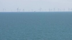 Wind turbines on an offshore wind farm News Clip
