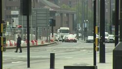 Liverpool City Centre traffic and Beatles Story sign News Clip