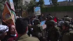 CLEAN : Palestinians protest to mark 1994 Ibrahimi Mosque massacre and to demand end of settlements News Clip