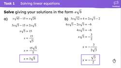 Solving equations with surds Instructional Video