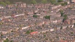 Aerial View of Suburban Victorian Houses in London, UK. 4K Stock Footage