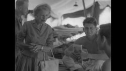 During Korean War, Maurine Clark, wife of US General Mark Clark, visits wounded UN soldiers in hospital in Seoul News Clip