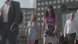 SLO MO LA TS Commuters going to work Stock Footage