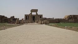 Interior of Dendera temple or Temple of Hathor. Egypt. Dendera, Denderah, is a small town in Egypt. Dendera Temple complex, one of the best-preserved temple sites from ancient Upper Egypt. Stock Footage