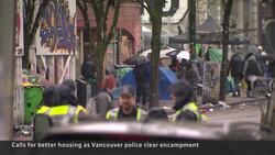 Workers struggle to clear encampment on Downtown Eastside News Clip