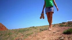 girls walk in the mountains Stock Footage
